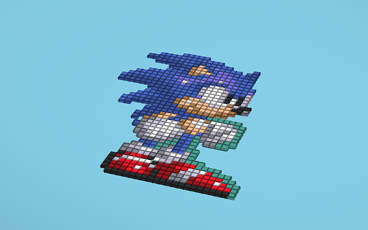 3D design Art pixel: Sonic - Tinkercad