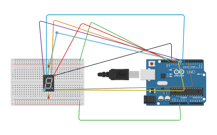 Circuit design 7 SEGMENT DISPLAY - Tinkercad