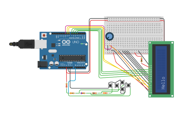 Circuit design LCD 16x2 - Tinkercad