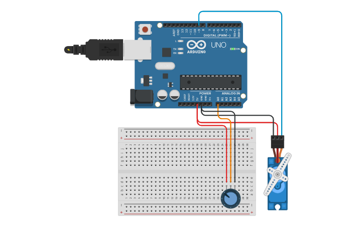 Circuit design Servo Motor - Tinkercad