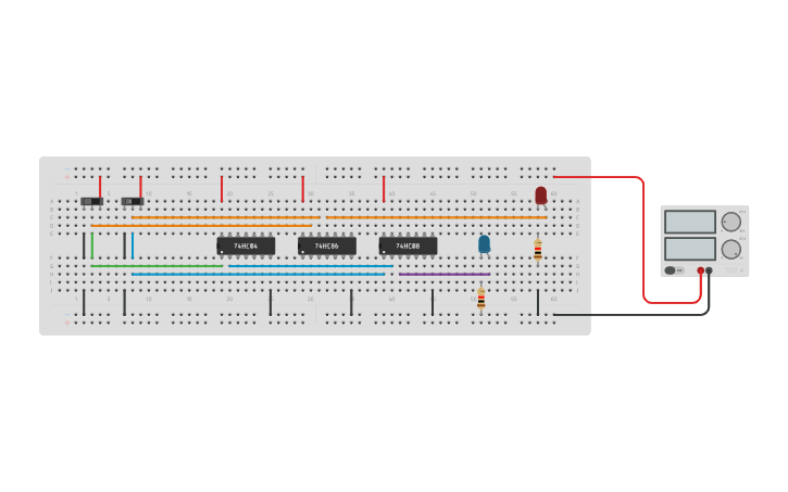 Circuit design HALF SUBTRACTOR USING BASIC GATES - Tinkercad