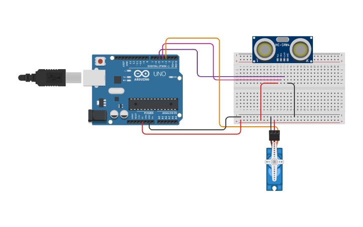 Circuit design Arduino Sensor with Servo Motor - Tinkercad