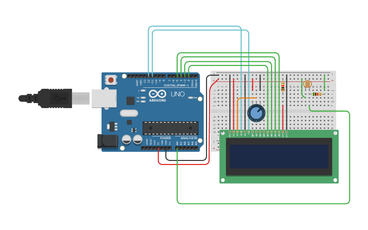 Circuit design LCD on Arduino - Tinkercad