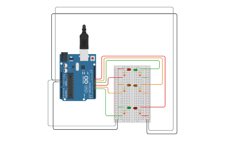 Circuit design 2-Way Traffic Light - Tinkercad
