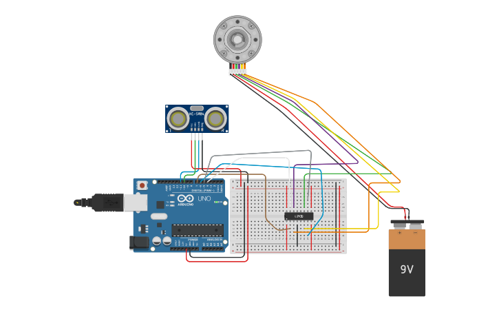 Circuit design stepper motor - Tinkercad