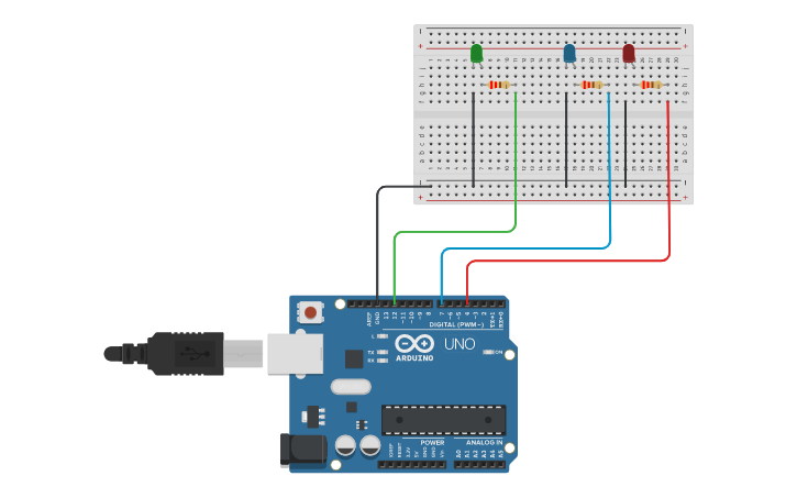 Circuit design breadbord - Tinkercad