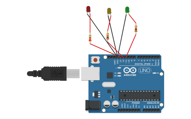 Circuit design Traffic light project | Tinkercad