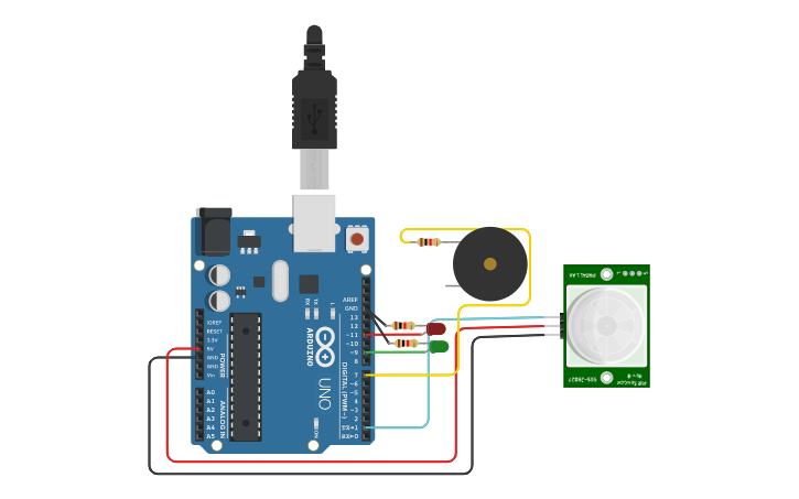 Circuit design PIR Motion Sensor | Tinkercad