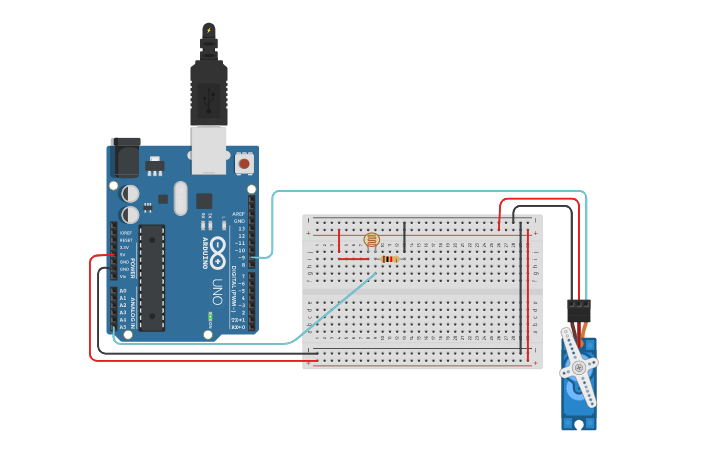 Circuit design Servo Challenge | Tinkercad