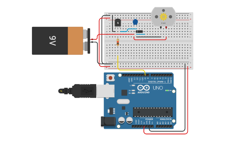 Circuit design EXPERIMENT 3.C. SERIAL DC MOTOR CONTROL | Tinkercad