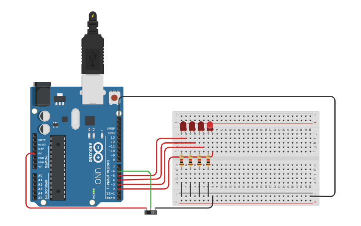 Circuit design switch inverting counter with monitor - Tinkercad