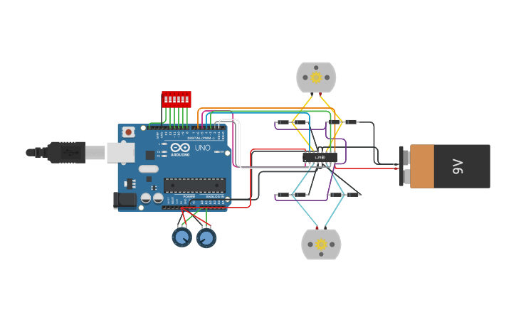 Circuit Design Controllo 2 Motori Con L293 Tinkercad