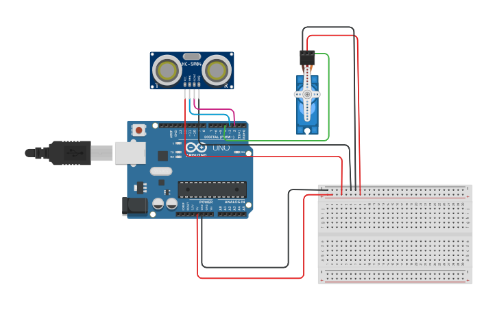 Circuit design Contactless hand sanitizer dispenser - Tinkercad