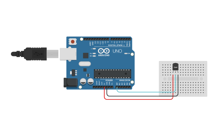 Circuit design Temperature Sensor - Tinkercad