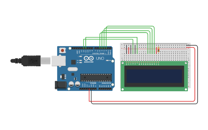 Circuit design LCD Arduino Simulation - Tinkercad