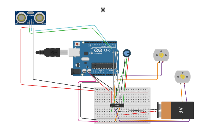 Circuit design Obstacle avoidance Car - Tinkercad