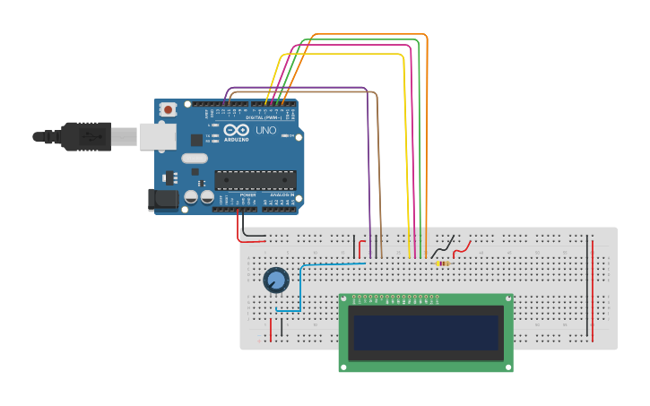 Circuit design lcd 16x2 - Tinkercad