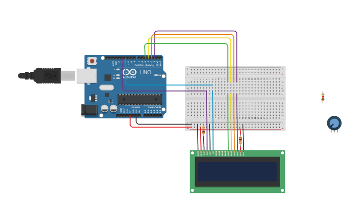 Circuit design LCD Display Interfacing - Tinkercad