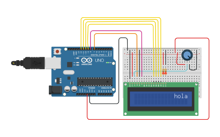 Circuit design LCD | Tinkercad