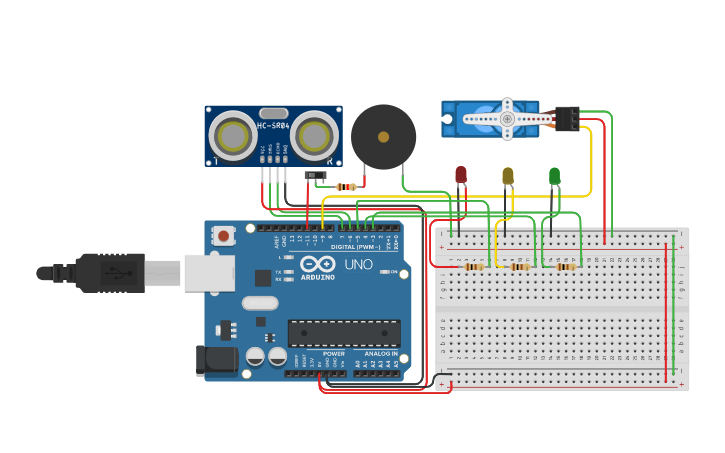 Circuit design Simulasi Palang Pintu Otomatis Protokol Kesehatan ...