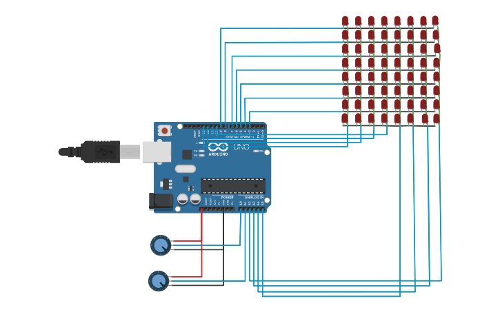 Circuit design 8x8 LED Matrix - Tinkercad