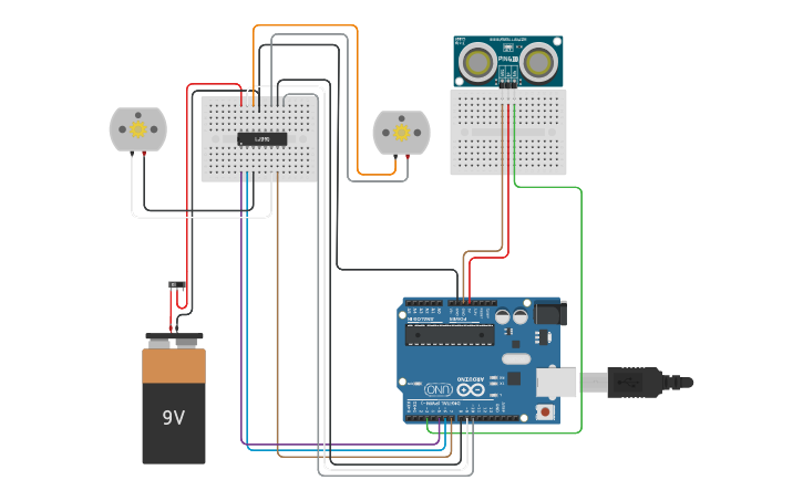 Circuit design Arduino robot - Tinkercad