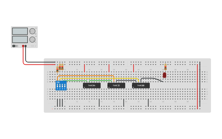 Circuit design b(a+c) - Tinkercad