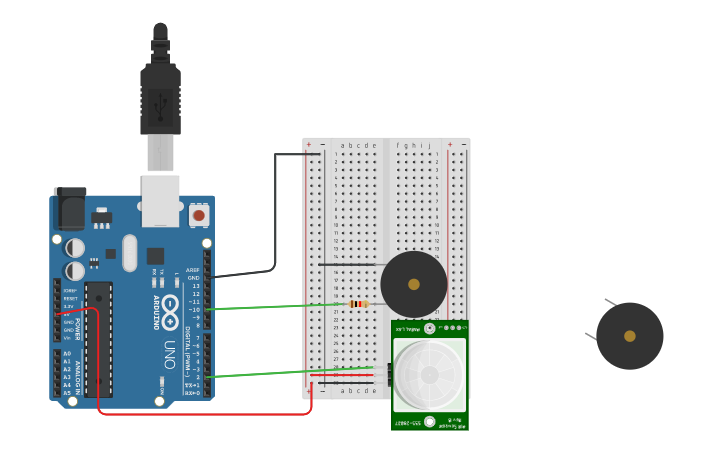 Circuit design Store Alarm using PIR Sensor and Arduino | Tinkercad