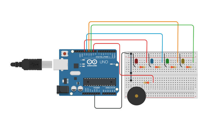 Circuit design circuito en paralelo con cuatro resistencia y cuatro led ...
