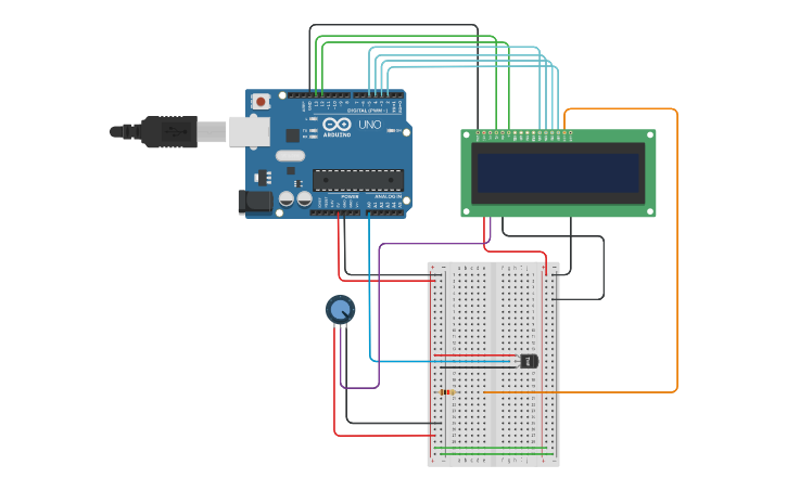 Circuit design Temp Sensor | Tinkercad