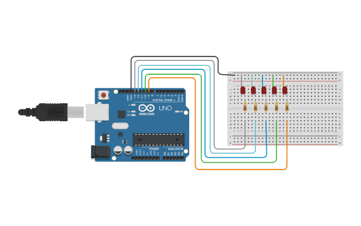 Circuit design circuito básico de leds | Tinkercad