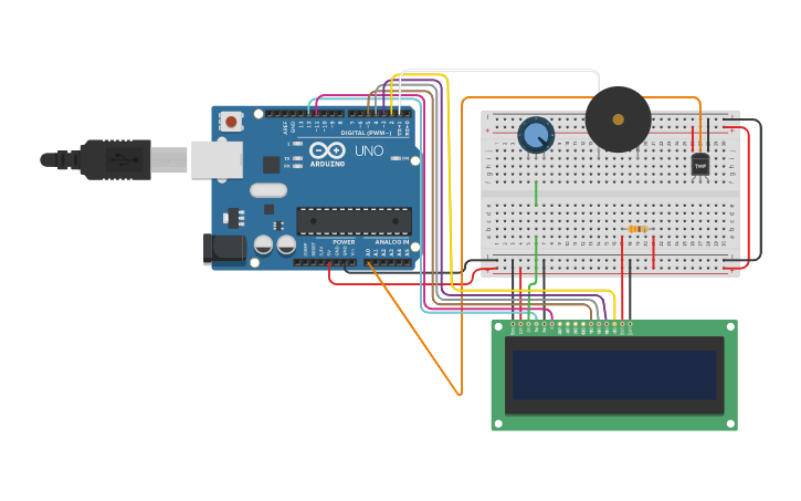 Circuit design Arduino - Alarme de Temperatura - Tinkercad