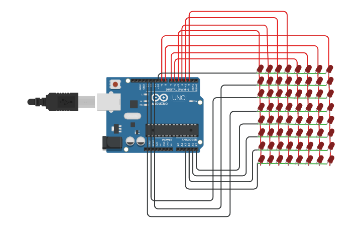 Circuit design 25_8x8 LED matrix | Tinkercad