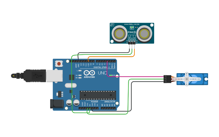 Circuit design Smart Gate System | Tinkercad