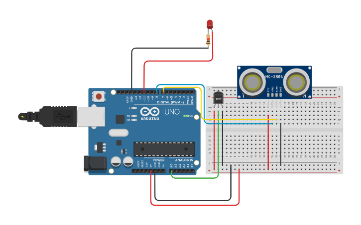 Circuit design Sensor Suhu dan Cahaya - Tinkercad