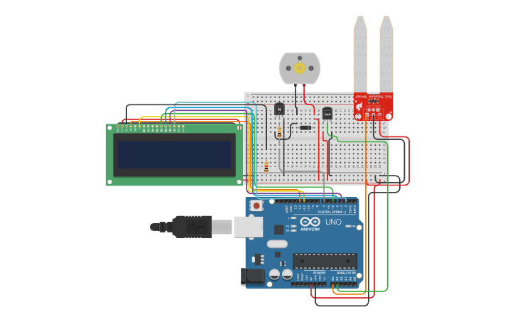 Circuit design Moisture and Temperature Sensor - Tinkercad