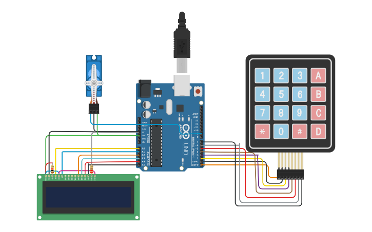 Circuit design Digital Keypad Security Door Lock using Arduino - Tinkercad