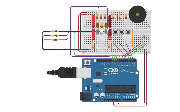 Circuit design Game Piano - Tinkercad