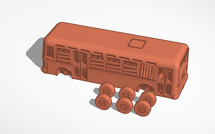 3D design Tranzit bus with wheels - Tinkercad