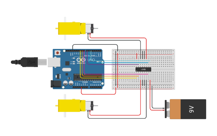Circuit design motores Tinkercad