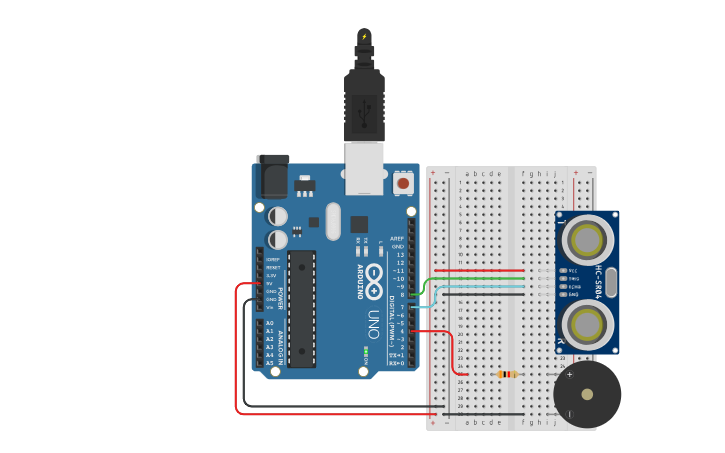 Circuit design Reverse Sensor | Tinkercad