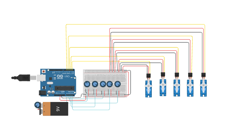 Circuit design Bras robotique - Tinkercad