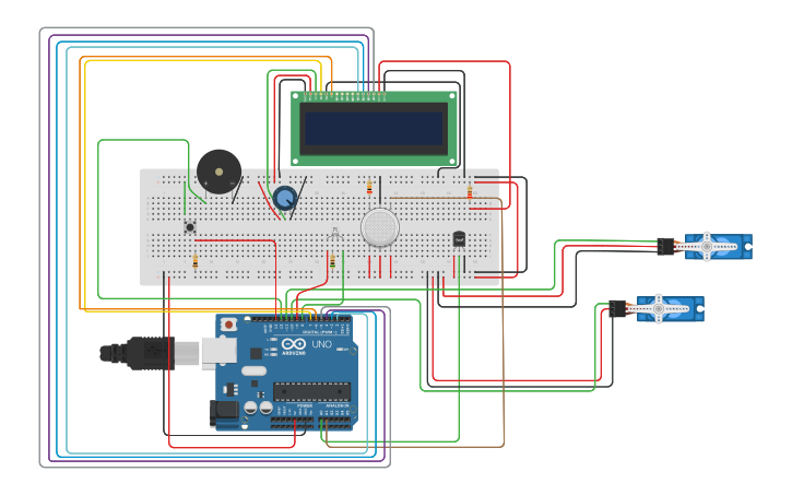 Circuit design A241_Gas Sensor Fire Detection Systems | Tinkercad