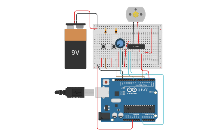 Circuit design DC Motor project - Tinkercad