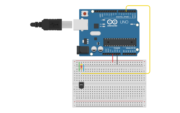 Circuit design DS18B20 - Sensor de temperatura - Tinkercad