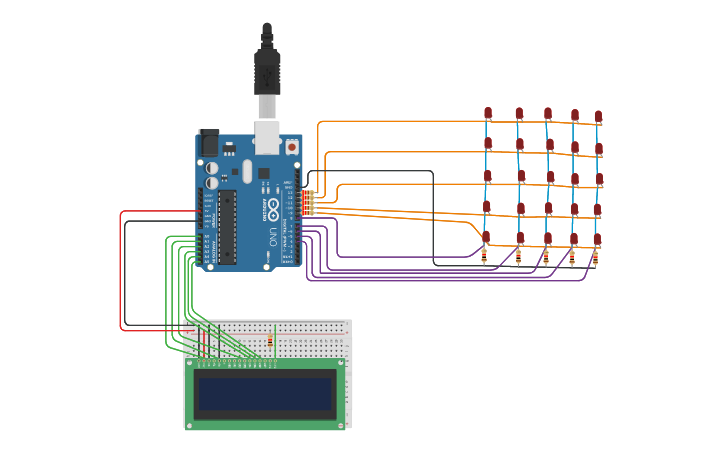 Programming 5x5 Led Matrix Circuit design CasoPractico10 Matriz Led 5x5 - Tinkercad