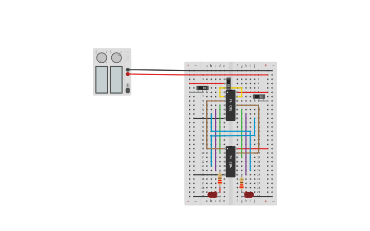 Circuit design Flip Flop clock - RS Síncrono - Tinkercad