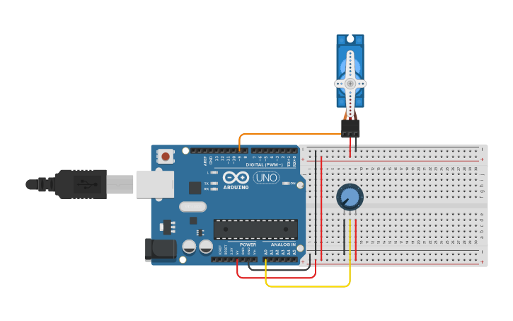 Circuit design Potenciometer Control Servo Motor - Tinkercad