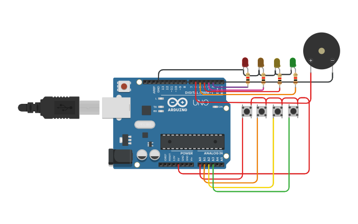 Circuit design Fastest Finger First - Tinkercad