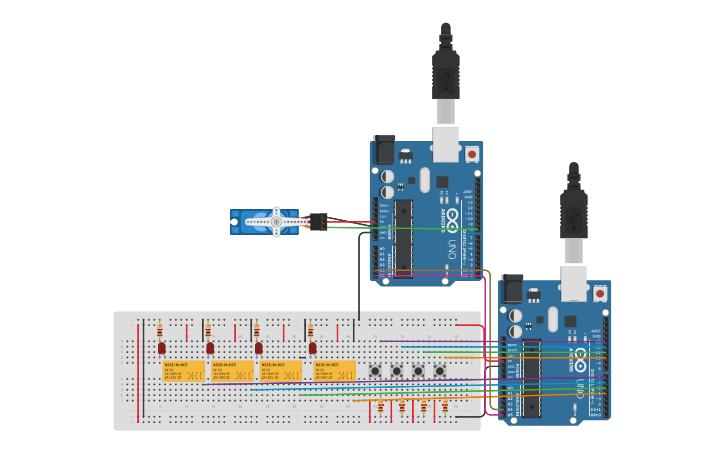 Elevator Using Arduino Basic Circuit design Elevator(Simple) I2C - Tinkercad